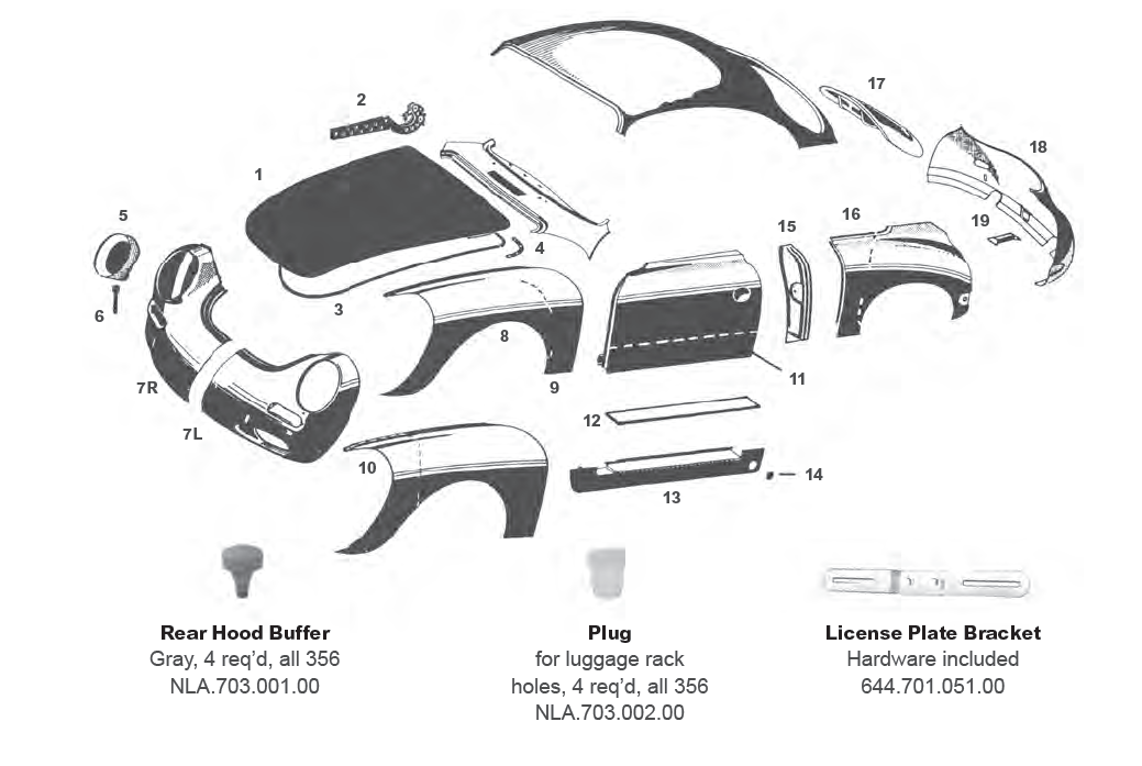 Porsche 356 Exterior Body Panels and Sheet Metal