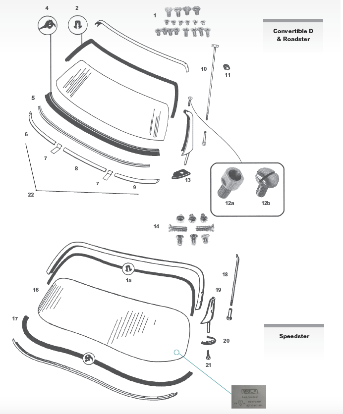 Convertible D, Roadster, & Speedster Windshields and Trim