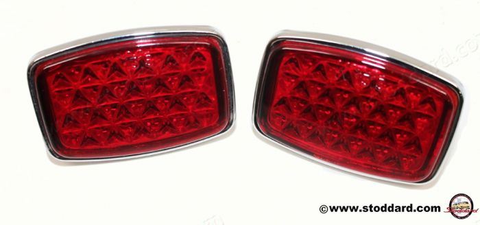 64473150100NLA Rear Reflector, Glass, Set of Two (2) with Aluminum Base and  Hardware. As Original and Concours Correct for 356 and 356A through 1959  64473150110