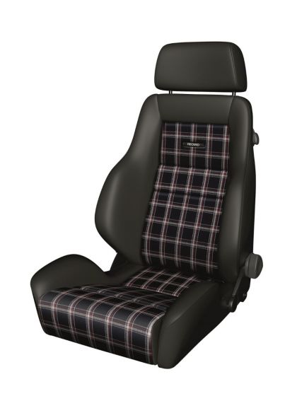 089-00-0B28 Recaro Classic LS Seat, Black Leather With Checkered Plaid