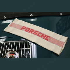 644-721-916-01 Porsche Shop Towel, Concours Worthy, Red Stripe With Blue Tracer For Earliest of 356s up to 1955 or so