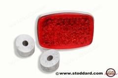644-731-501-00 Rear Reflector, Plastic Lens With 6mm Stud, Aluminum Base and Washers. For 356B 356C European spec cars with reflectors below bumper