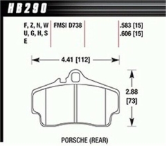 HB290Z-583 Hawk Brake Pad, Ceramic, Rear for 986 Boxster Replaces 98635293910