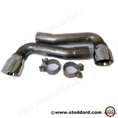 NLA-111-006-00-SS Stainless Sport Tail Pipes for Stoddard Exhaust System, Exiting Below Bumper. Fits 356B, 356C Without Rear Bumper Guards