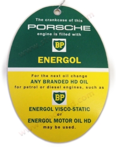 NLA-701-025-00 BP Energol Engine Oil Hang Tag. Appropriate for 356 Pre A through T6