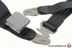 NLA-803-901-05 2-point Lap Seat Belt , Black, for Front Seat with Integrated Adjustment at Latch for Original Appearance. With Hardware. For 356, early 911 912