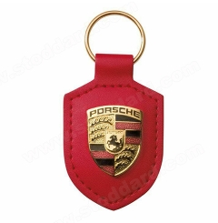 WAP-050-092-0E  Porsche Crest Logo Leather Key Fob Red   WAP.050.092.0E