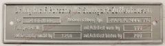 000-701-101-06 Chassis Identification Tag 356C / 1600 Reutter  