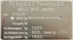 000-701-101-18 Chassis Identification Tag for 914-6   