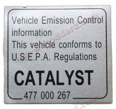 477-000-267 Catalyst Emissions Decal for 911 924 928 944 968 Boxster  