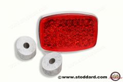644-731-501-00 Rear Reflector, Plastic Lens With 6mm Stud, Aluminum Base and Washers. For 356B 356C European spec cars with reflectors below bumper  