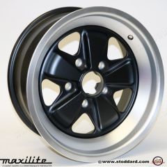 911-361-020-07-9SB Maxilite Fuchs Style Wheel 15 x 9-inch ET 15mm Offset Machined Lip with Black Center