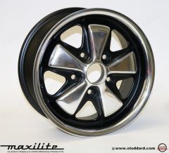 911-361-020-11-RPB Maxilite Fuchs Style Wheel 15 x 7-inch 47.4mm 911R Offset Polished Lip and Petals, Black Insets 