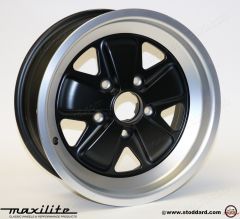 911-362-115-00-7SB Maxilite Fuchs Style Alloy Wheel 16 x 7-inch 23.3mm Offset, Satin Machined Lip, Black Center