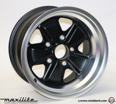 911-362-119-00-9SB Maxilite Fuchs Style Alloy Wheel 16 x 9-inch 15mm Offset, Satin Machined Lip with Black Center 