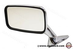 911-731-013-08 Chrome Flag Mirror, Left, Small. Fits 911 1971-1973. Porsche Classic Part 