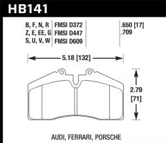 HB141Z-650 Hawk Brake Pad, Ceramic, Front For 993 968 928 Replaces 99335193901