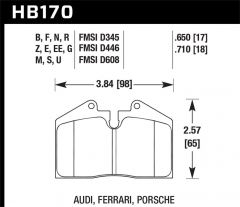 HB170Z-650 Hawk Brake Pad, Ceramic, Front / Rear For 964 965 928 Replaces 96435193903 96535293904