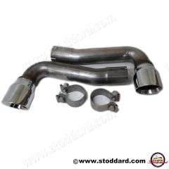 NLA-111-006-00-SS Stainless Sport Tail Pipes for Stoddard Exhaust System, Exiting Below Bumper. Fits 356B, 356C Without Rear Bumper Guards   