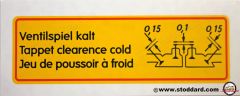 NLA-701-001-01 Valve Clearance Decal for 356A 1958-1959. Clearence misspelled per Porsche Factory Original.    
