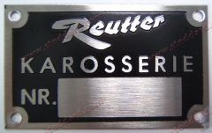 NLA-701-102-00 Chassis Number Badge for Reutter Built Models  64470110200  