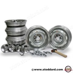 NLA-RB1-SET-C Ruote Borrani Turbo Sprint Type C 15x5.5-inch Wheel Set, With 15x4.5 Spare and Full Hub Conversion Set for 356C  