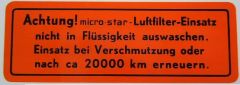 NLA-701-002-00 Knecht Air Cleaner Decal for 356 and 912  64470100200  