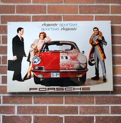 PCG-000-999-14 Enamel Wall Sign - Elegante Sportiva, Sportiva Elegante - Porsche Classic 40 x 60cm   
