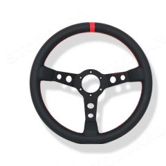 PCG-347-084-20 Porsche MOMO Sports Steering Wheel, Red Stitching  