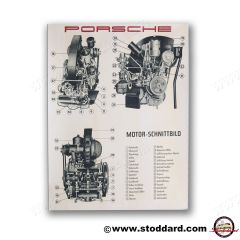 PCG-356-100-30 Cut-Away Poster Diagram of Porsche 356A Engine -In German.  