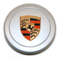 PCG-901-038-10 Hub Center Cap with Full Color Painted Porsche Crest, 3 Prong Clip Mount, 66mm   