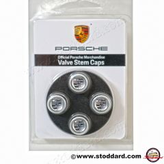 PNA-705-001-99 Tire Valve Stem Cap, With Silver and Black Porsche Crest