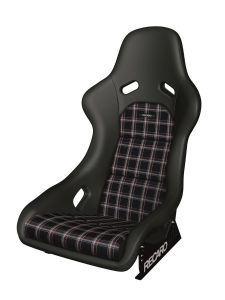 087-00-0B28 Recaro Classic Pole Position ABE Seat, Black Leather With Checkered Plaid Insert