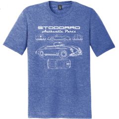 Stoddard Authentic Parts T-Shirt Speedster Design in Blue Heather. Click To Choose Size!
