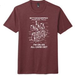 Stoddard Authentic Parts T-Shirt Weber All Carb Diet Design in Maroon Heather. Click To Choose Size!