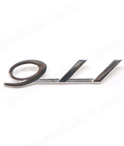 90155930320 911 Emblem, Silver, slanted script. Fits early